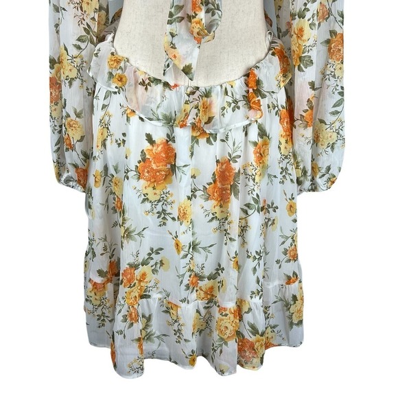 VICI‎ FLORAL LONG SLEEVE CUTOUT BACK CHIFFON BABYDOLL DRESS NWT WOMEN'S MEDIUM - Picture 11 of 16